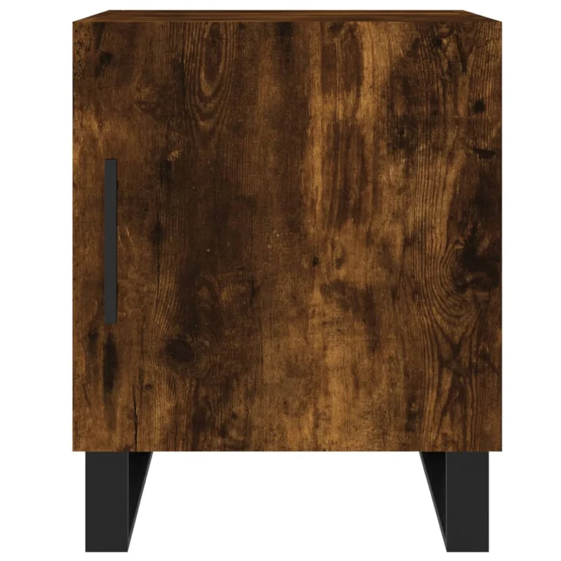 Lot de 2 tables de chevet avec compartiment avec porte 40 x 40 x 50 cm bois d'ingénierie marron et fer DEC035122