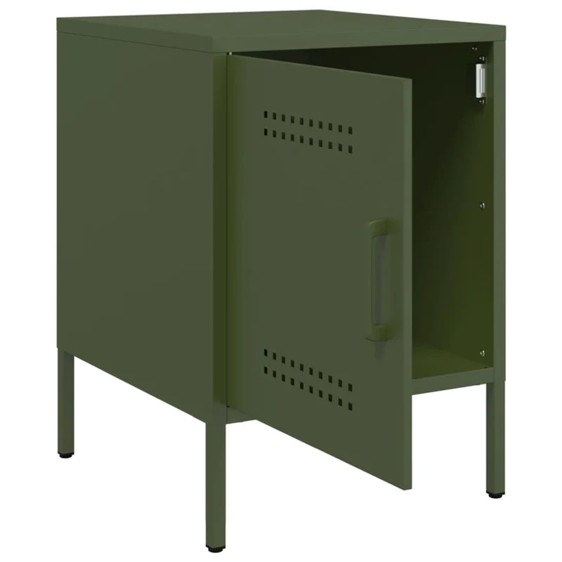 Table de chevet avec compartiment avec porte 36 x 39 x 50,5 cm acier vert DEC034703