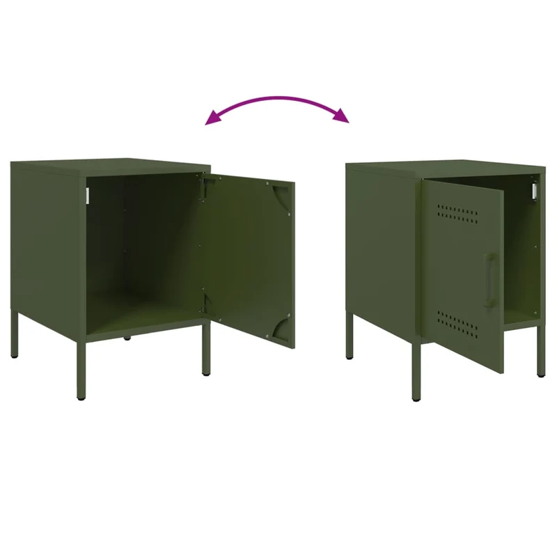 Table de chevet avec compartiment avec porte 36 x 39 x 50,5 cm acier vert DEC034703