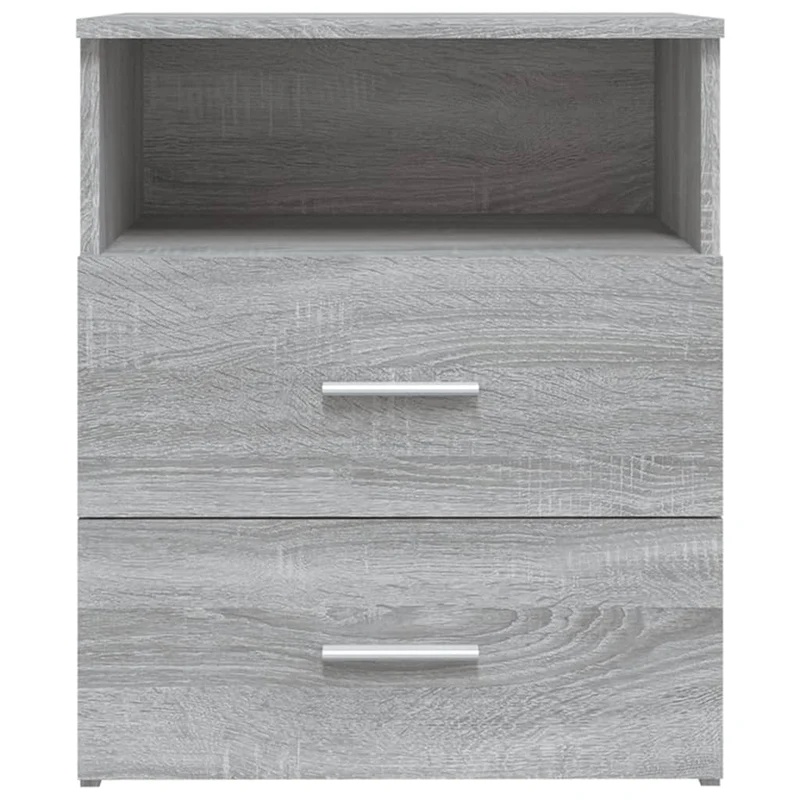 Table de chevet avec deux tiroirs et compartiment ouvert 50 x 32 x 60 cm bois d'ingénierie gris DEC034677