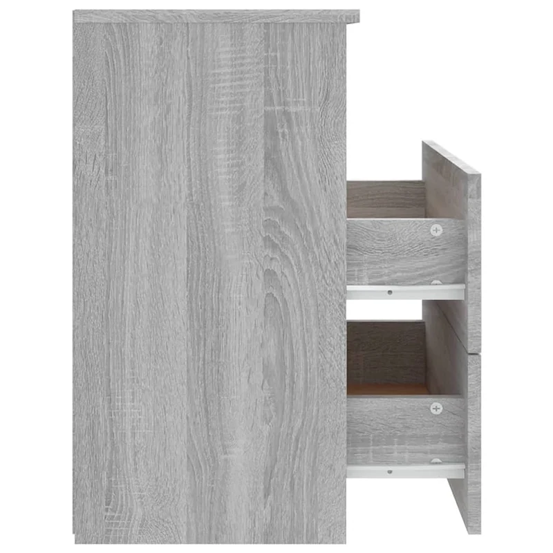 Table de chevet avec deux tiroirs et compartiment ouvert 50 x 32 x 60 cm bois d'ingénierie gris DEC034677