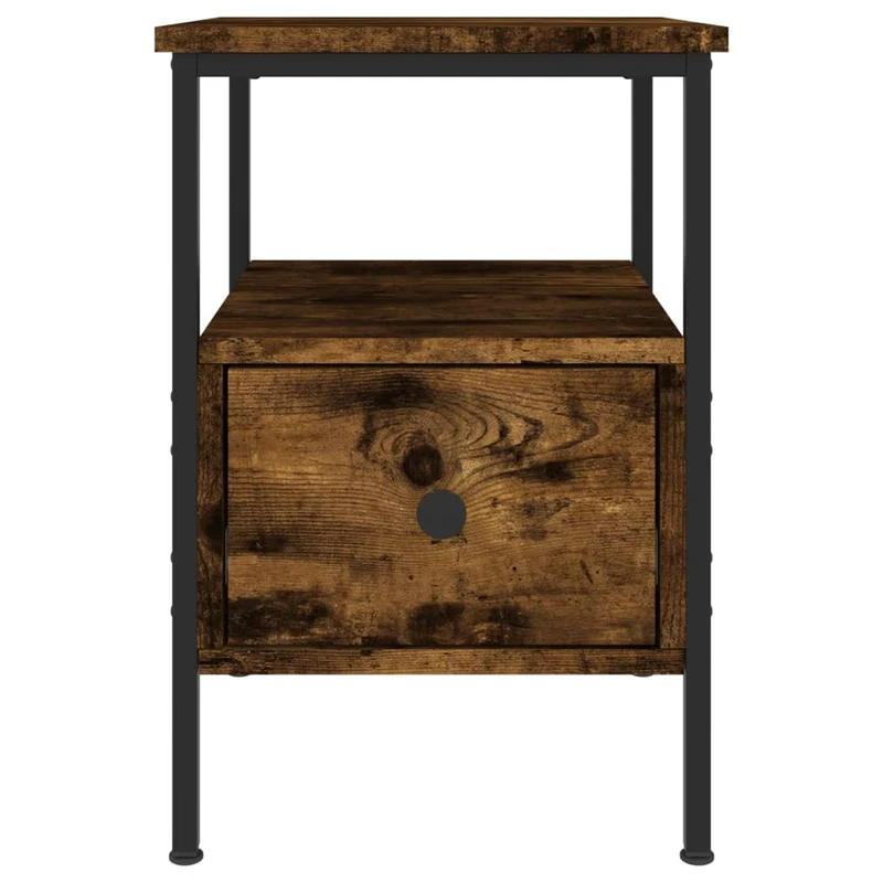 Lot de 2 tables de chevet avec tiroir et étagère 34 x 36 x 50 cm bois ingénierie marron et fer DEC035064
