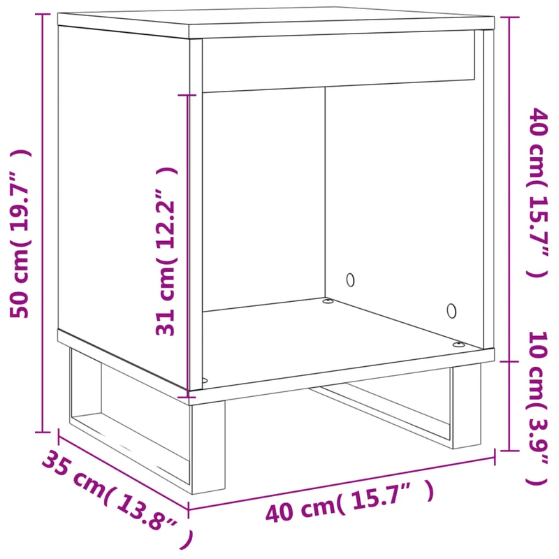Lot de 2 tables de chevet avec compartiment ouvert 40 x 35 x 50 cm bois d'ingénierie blanc et métal DEC035017