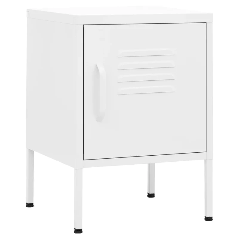 Lot de 2 tables de chevet avec compartiment avec porte 35 x 35 x 51 cm acier blanc DEC034861