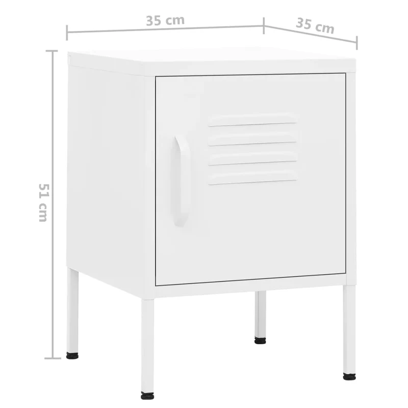 Lot de 2 tables de chevet avec compartiment avec porte 35 x 35 x 51 cm acier blanc DEC034861