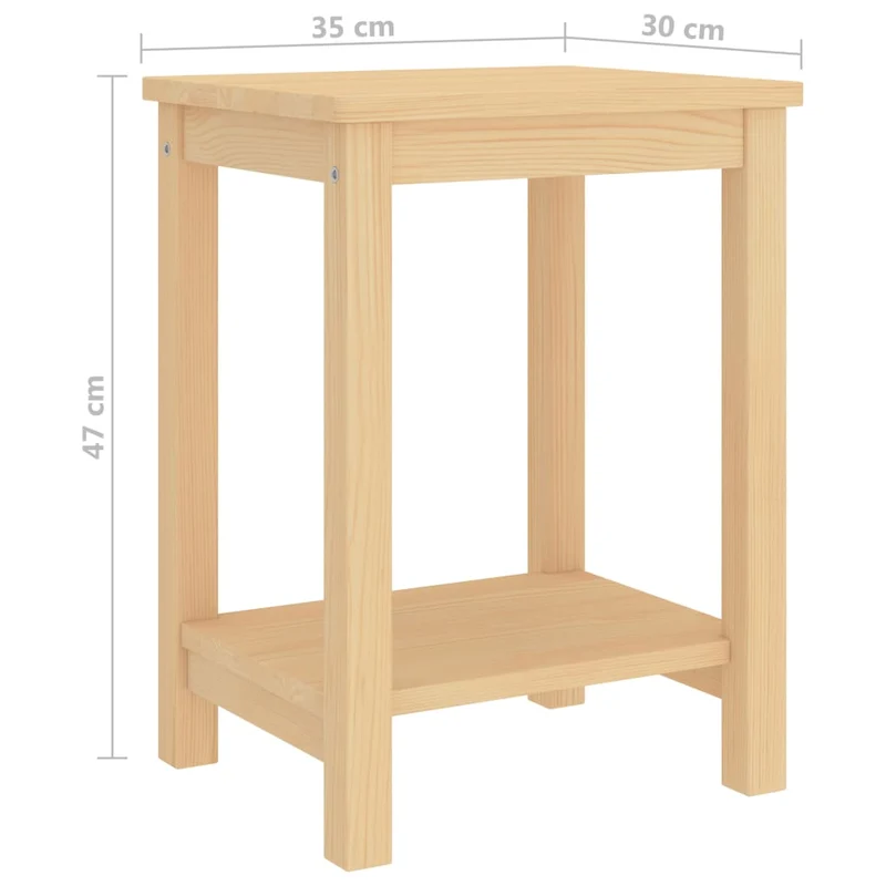 Table de chevet avec étagère design simple 35 x 30 x 47 cm bois de pin DEC034340