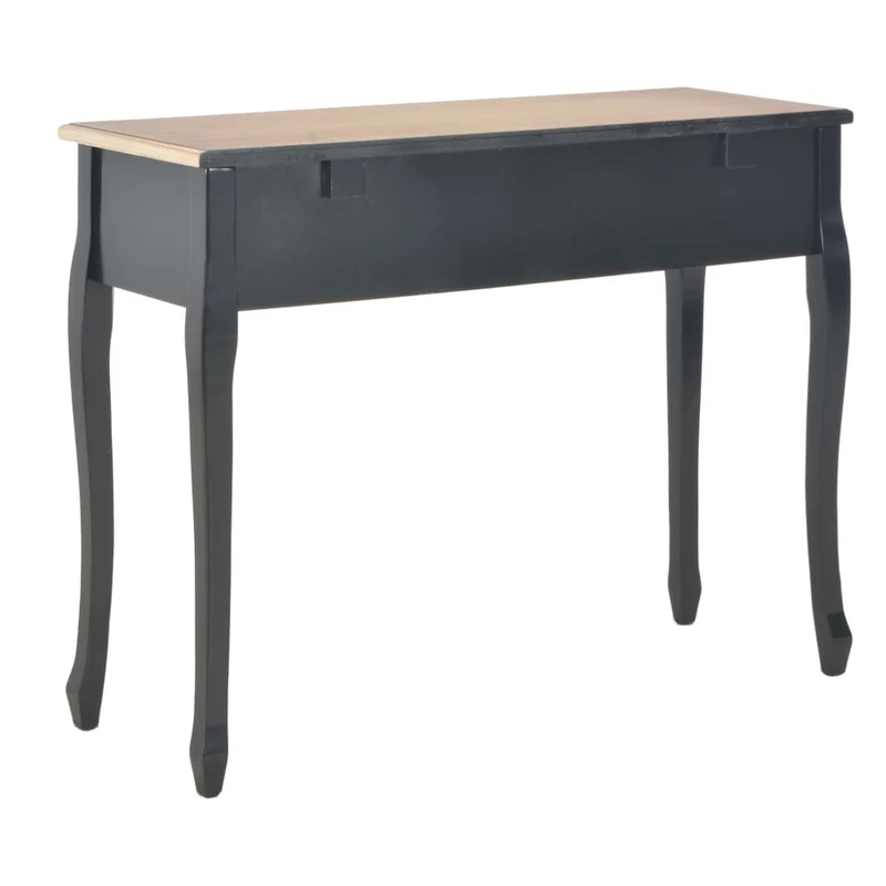 Table de console table coiffeuse avec 3 tiroirs MDF + bois de pin noir DEC032567