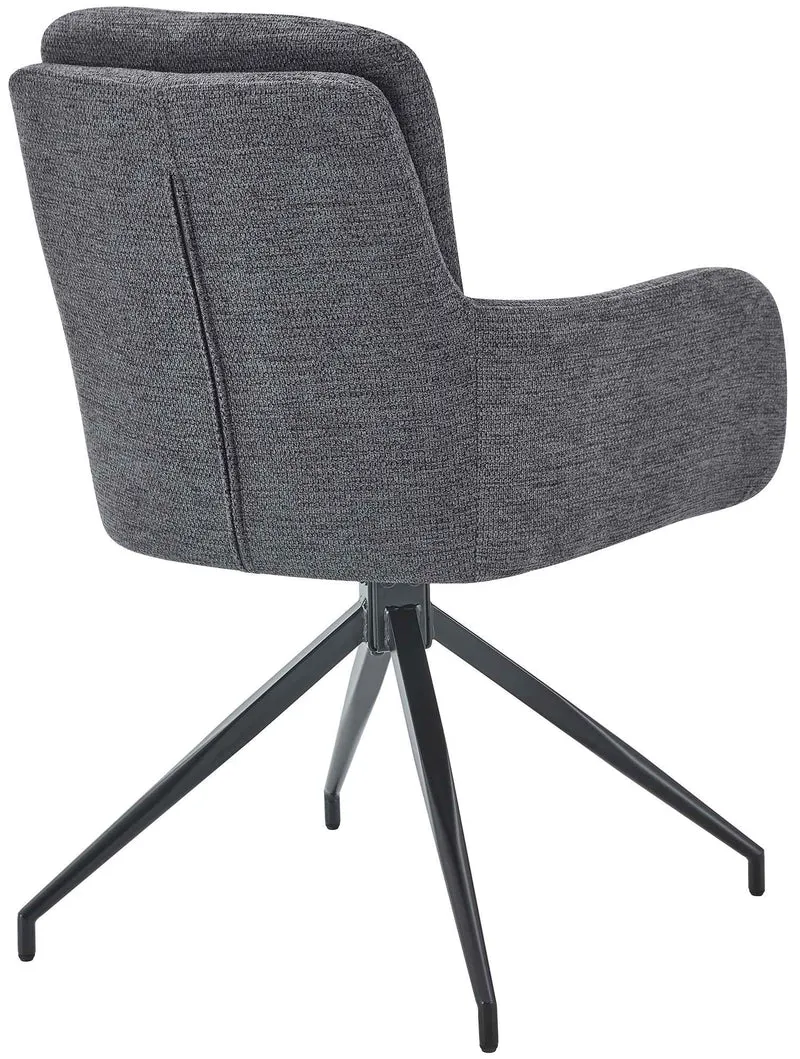 Lot de 2 chaises de salle à manger fonction pivotante confortable et moderne en tissu gris foncé cadre métal 10_0006027