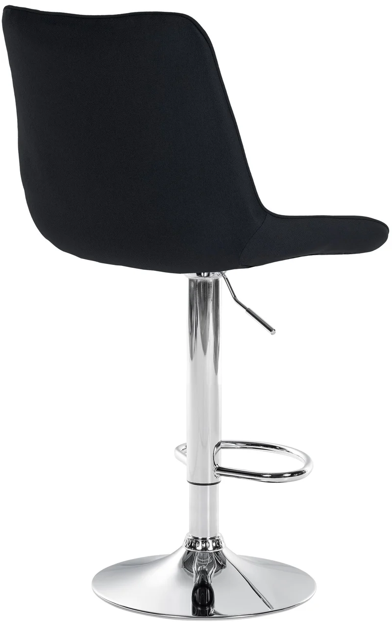Tabouret de bar x1 réglable en hauteur pivotant à 360° assise en tissu noir couture verticale pied métal chromé 10_0006043