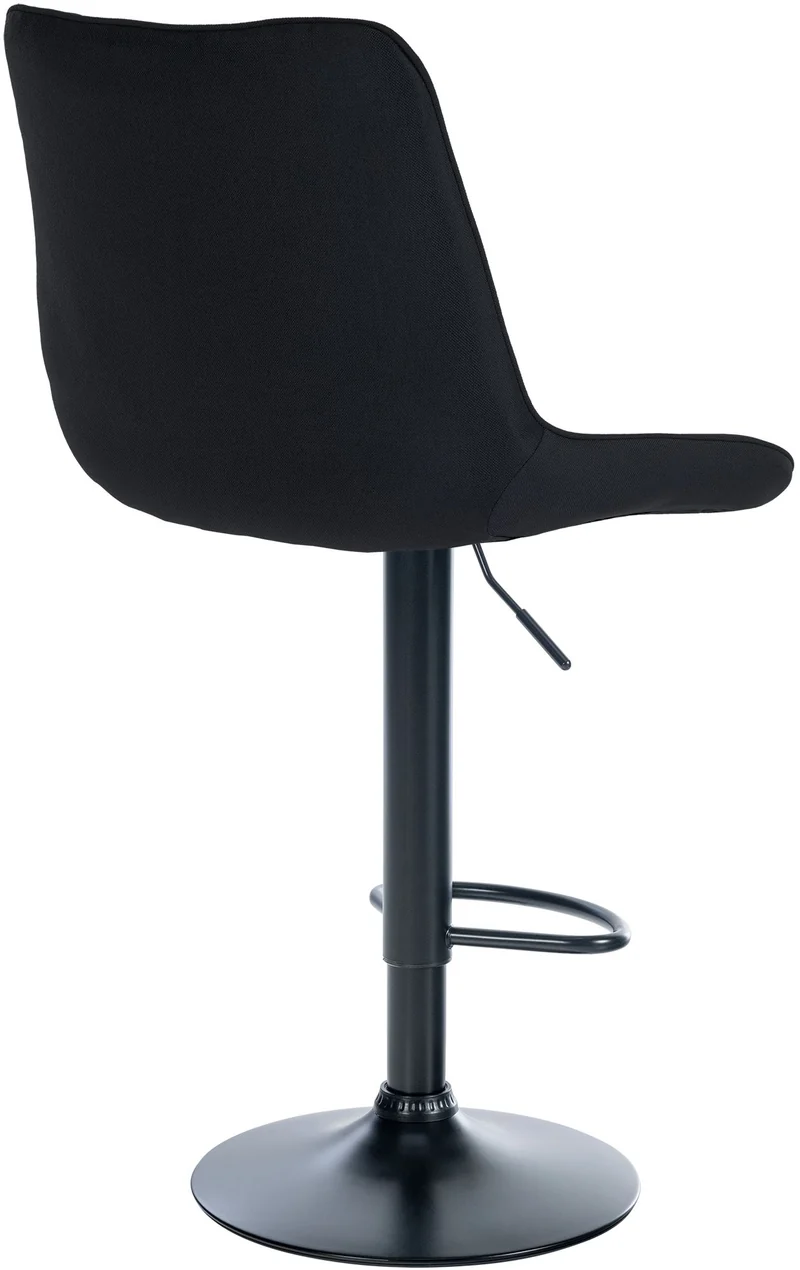 Tabouret de bar x1 réglable en hauteur pivotant à 360° assise en tissu noir couture verticale pied métal noir 10_0006042