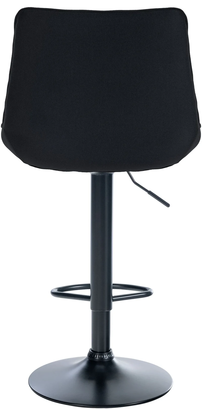 Tabouret de bar x1 réglable en hauteur pivotant à 360° assise en tissu noir couture verticale pied métal noir 10_0006042