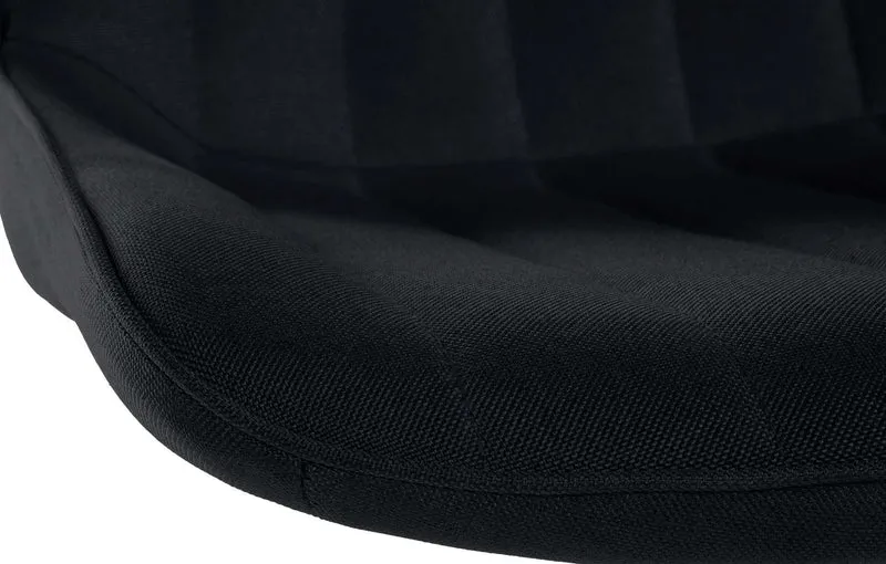 Tabouret de bar x1 réglable en hauteur pivotant à 360° assise en tissu noir couture verticale pied métal noir 10_0006042