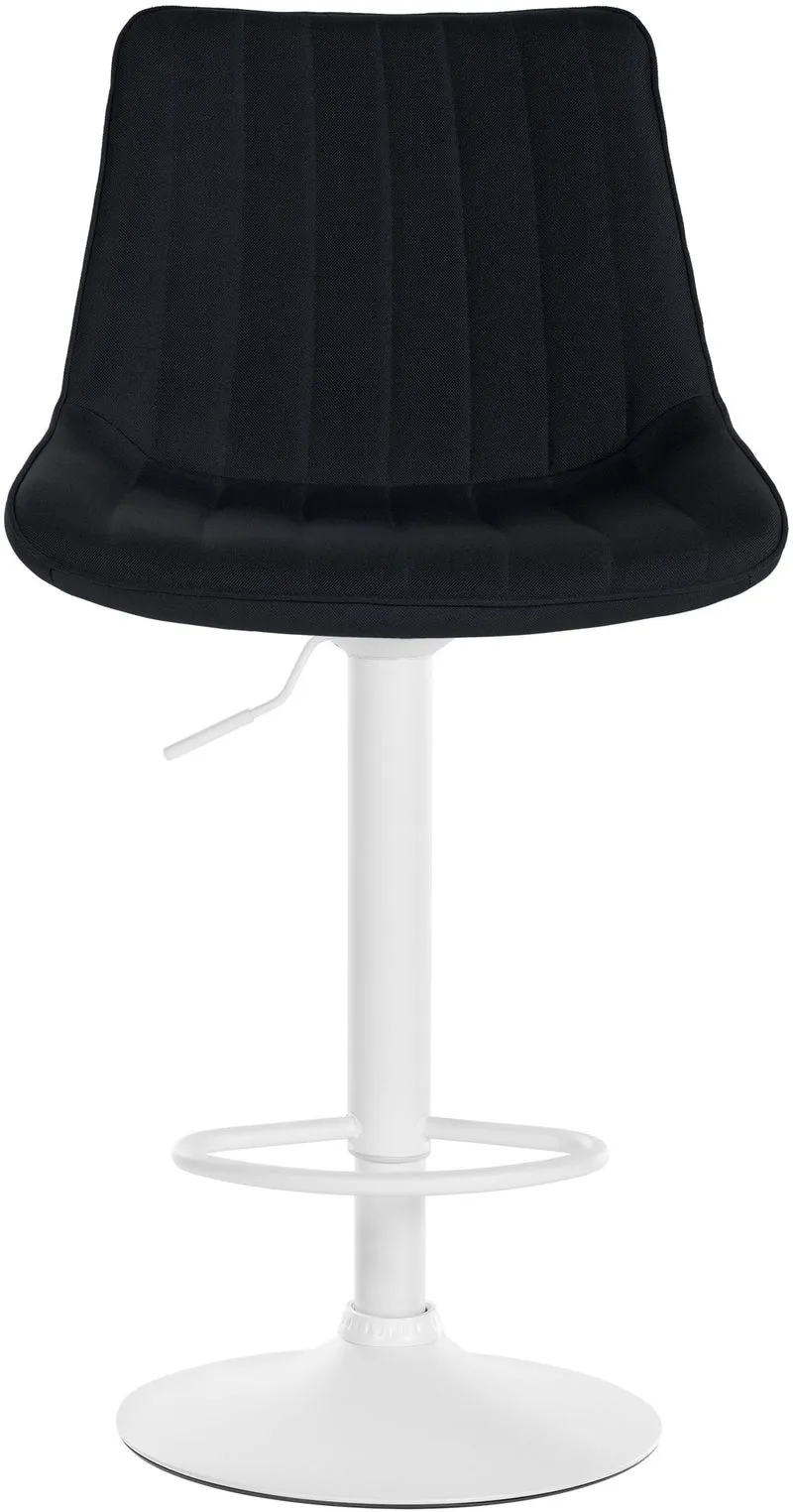 Tabouret de bar x1 réglable en hauteur pivotant à 360° assise en tissu noir couture verticale pied métal blanc 10_0006041