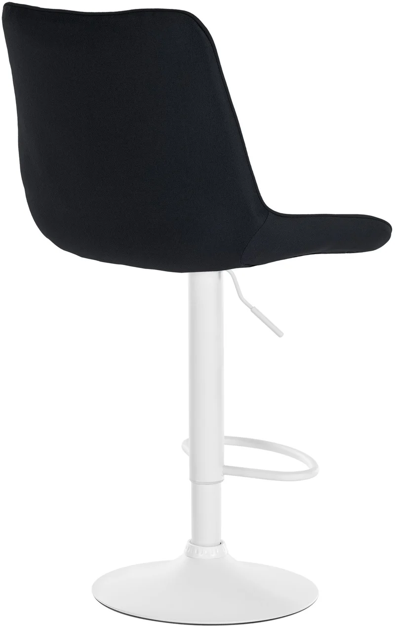 Tabouret de bar x1 réglable en hauteur pivotant à 360° assise en tissu noir couture verticale pied métal blanc 10_0006041