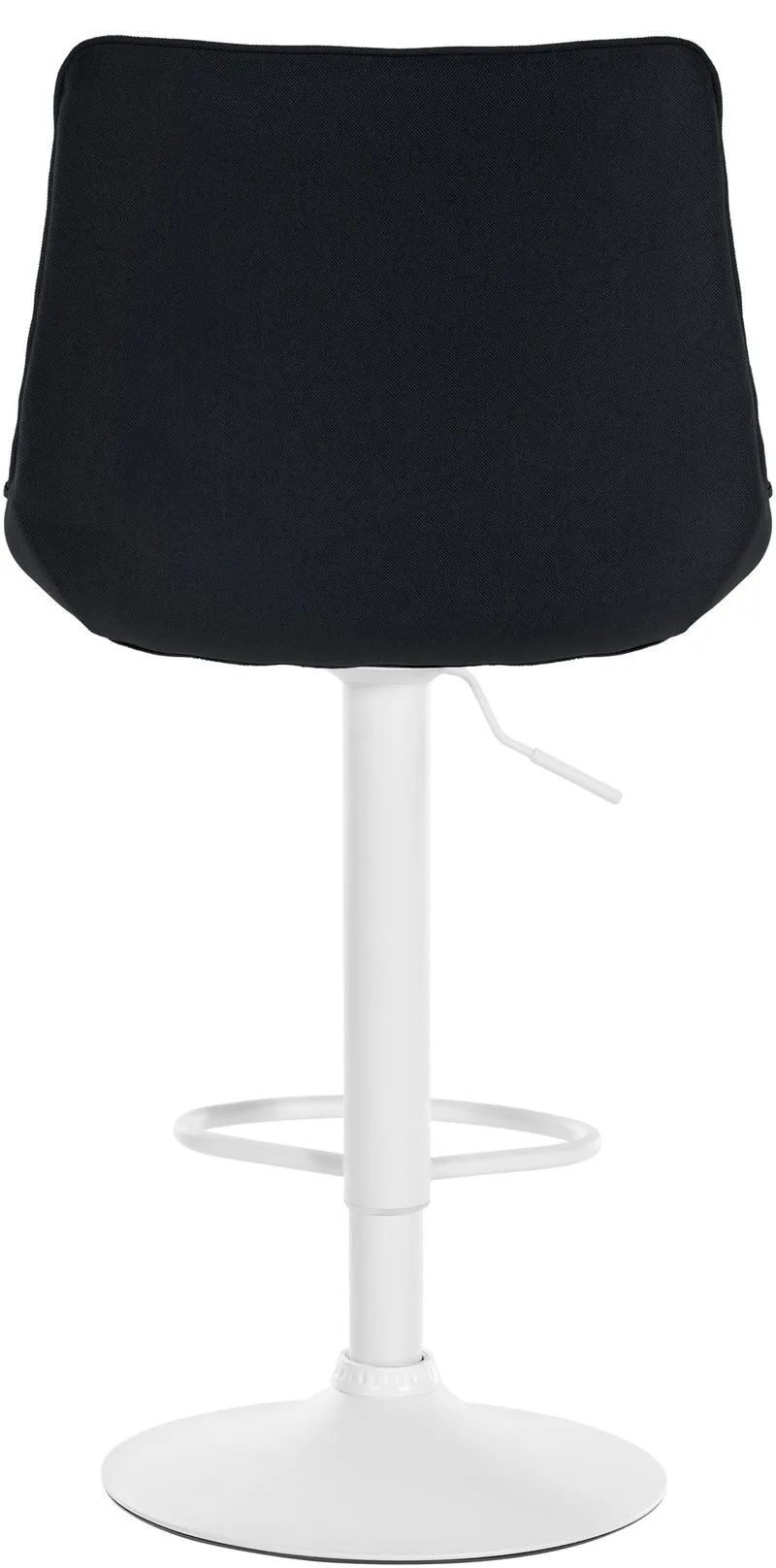 Tabouret de bar x1 réglable en hauteur pivotant à 360° assise en tissu noir couture verticale pied métal blanc 10_0006041