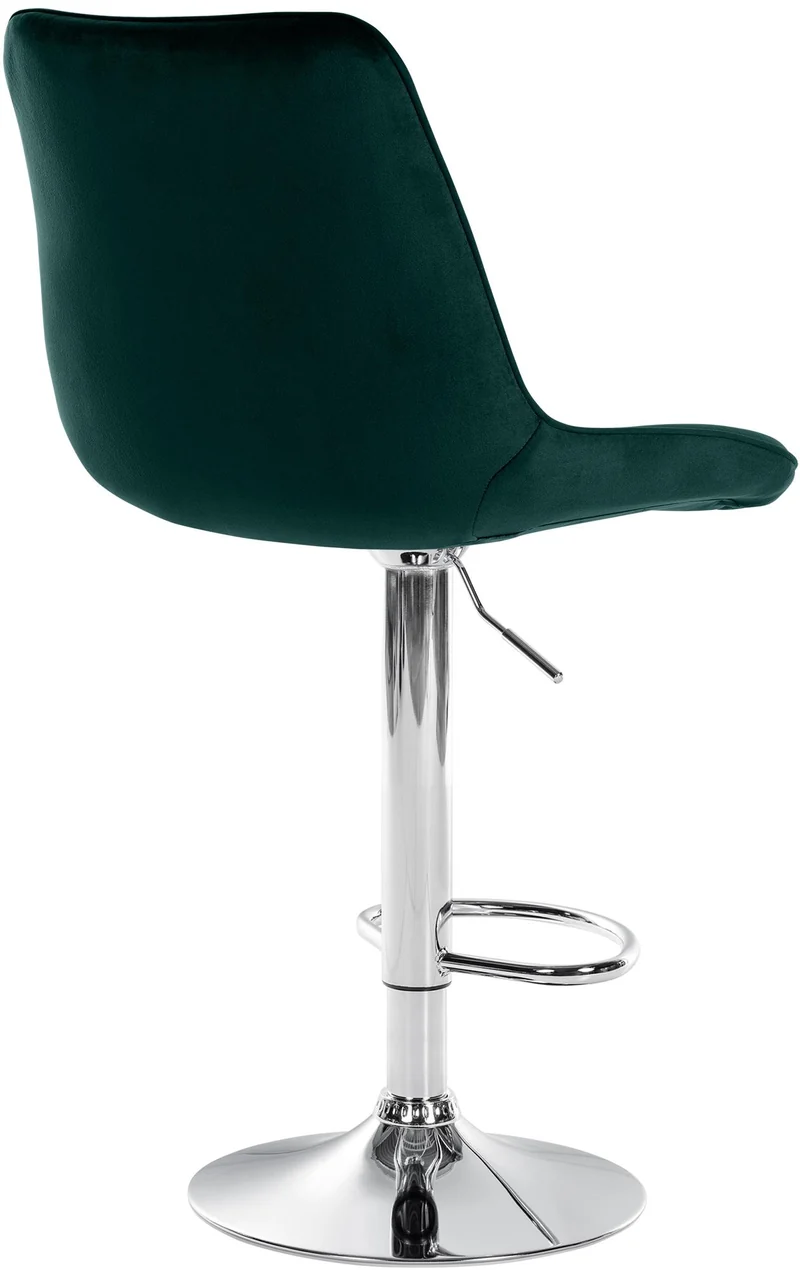 Lot de 2 tabourets de bar réglable en hauteur pivotant à 360° assise en velours vert couture verticale pied métal chromé 10_0006734