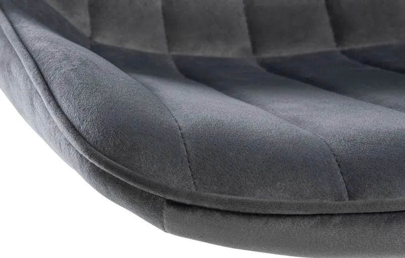 Tabouret de bar x1 réglable en hauteur pivotant à 360° assise en velours gris couture verticale pied métal chromé 10_0006467