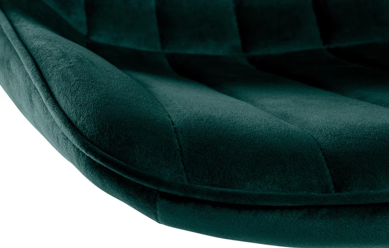 Tabouret de bar x1 réglable en hauteur pivotant à 360° assise en velours vert couture verticale pied métal chromé 10_0006442