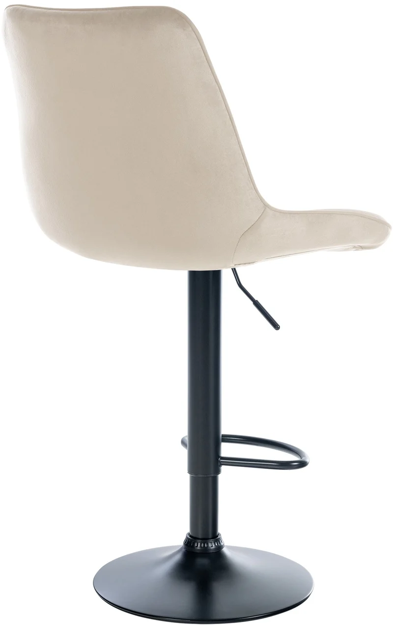 Lot de 2 tabourets de bar réglable en hauteur pivotant à 360° assise en velours crème couture verticale pied métal noir 10_0005910