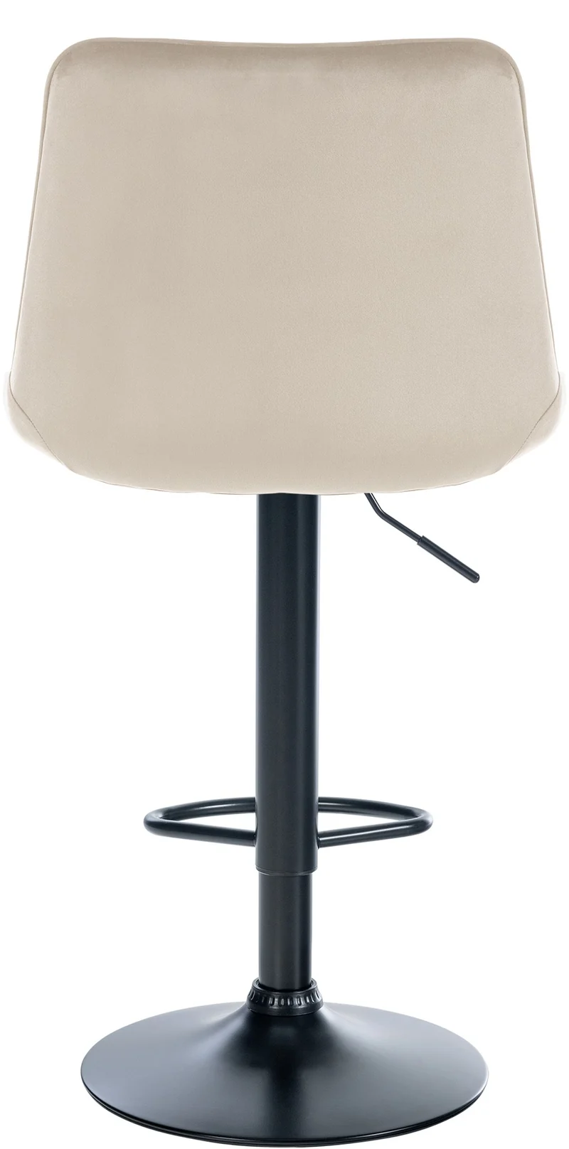 Lot de 2 tabourets de bar réglable en hauteur pivotant à 360° assise en velours crème couture verticale pied métal noir 10_0005910
