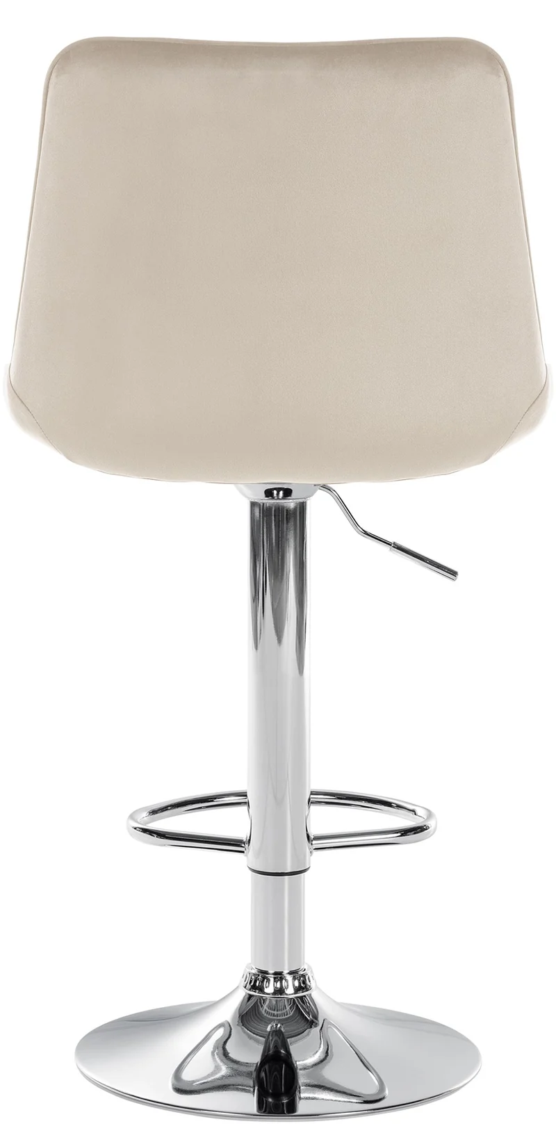 Tabouret de bar x1 réglable en hauteur pivotant à 360° assise en velours crème couture verticale pied métal chromé 10_0005759