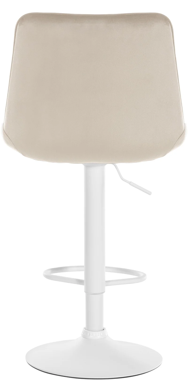 Tabouret de bar x1 réglable en hauteur pivotant à 360° assise en velours crème couture verticale pied métal blanc 10_0005758