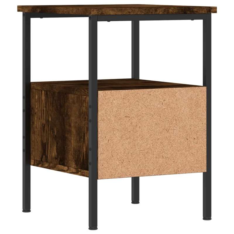 Table de chevet avec tiroir et étagère 34 x 36 x 50 cm bois d'ingénierie marron et fer DEC033543