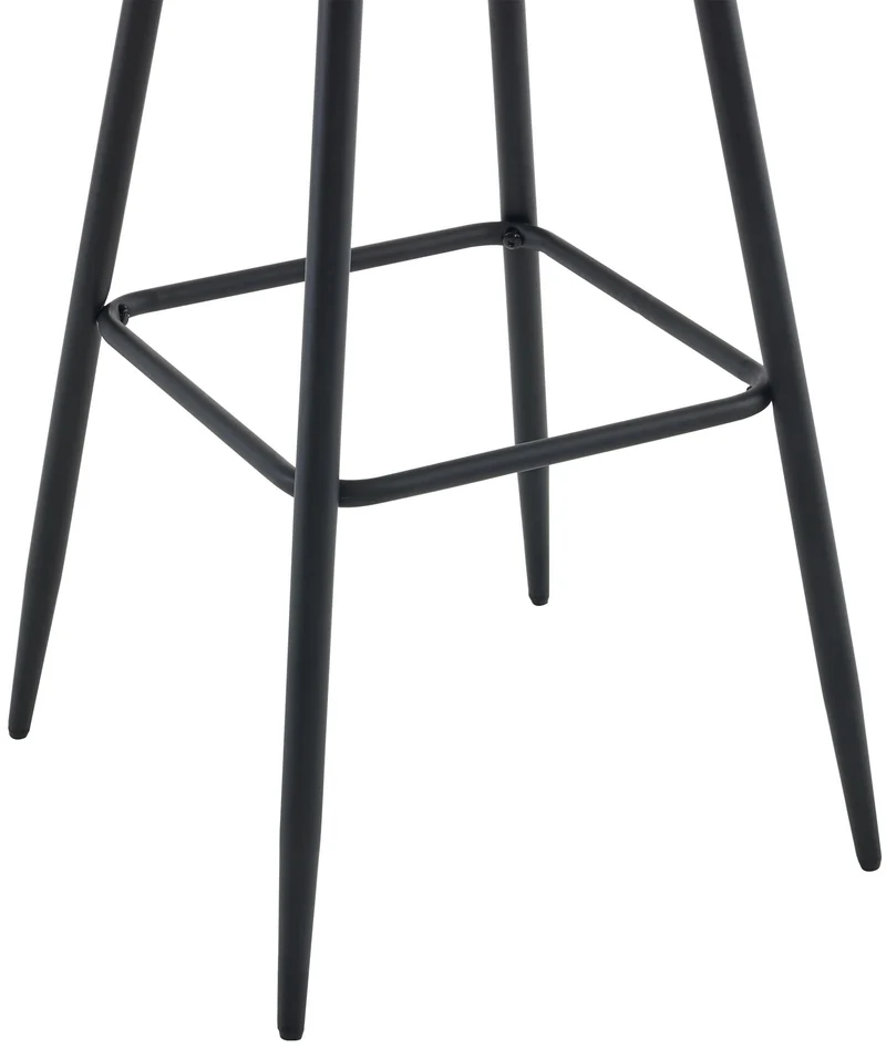 Lot de 2 tabourets de bar coutures décoratives carrées avec repose-pieds en velours gris quatre pieds en métal 10_0006823