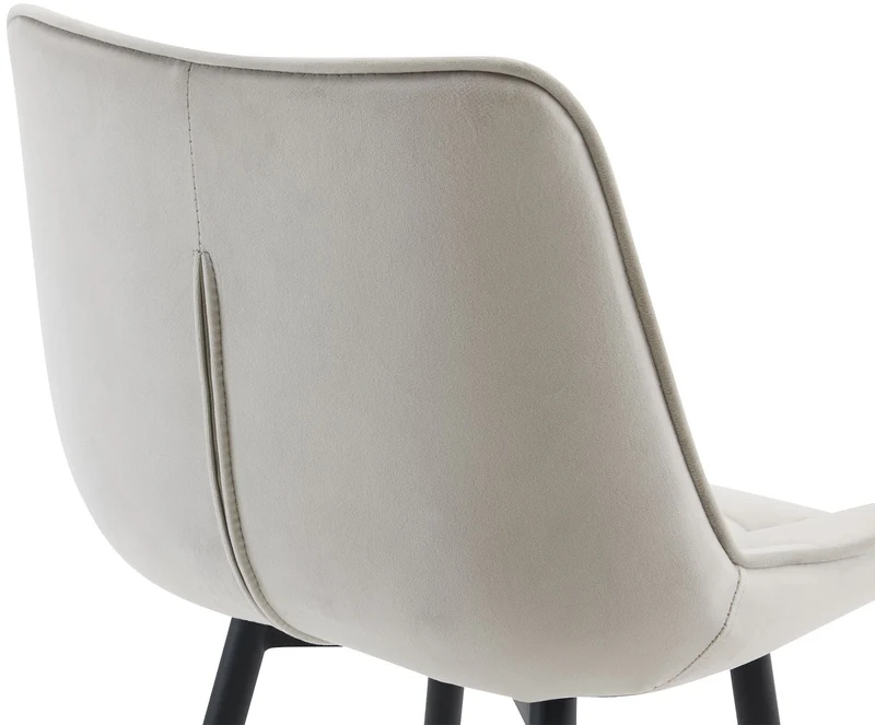 Tabouret de bar x1 coutures décoratives carrées avec repose-pieds en velours gris quatre pieds en métal 10_0006636