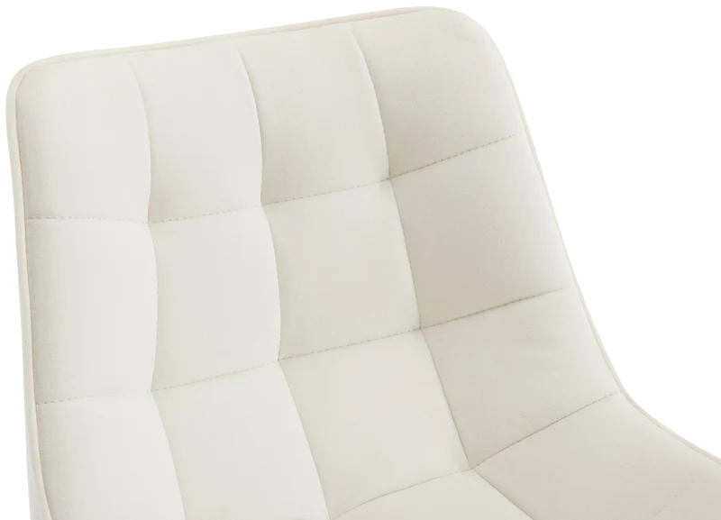Lot de 2 tabourets de bar coutures décoratives carrées avec repose-pieds en velours crème quatre pieds en métal 10_0006281