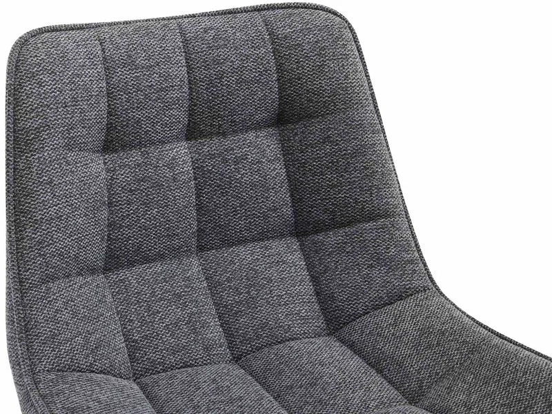 Tabouret de bar x1 coutures décoratives carrées avec repose-pieds en tissu gris foncé quatre pieds en métal 10_0006109
