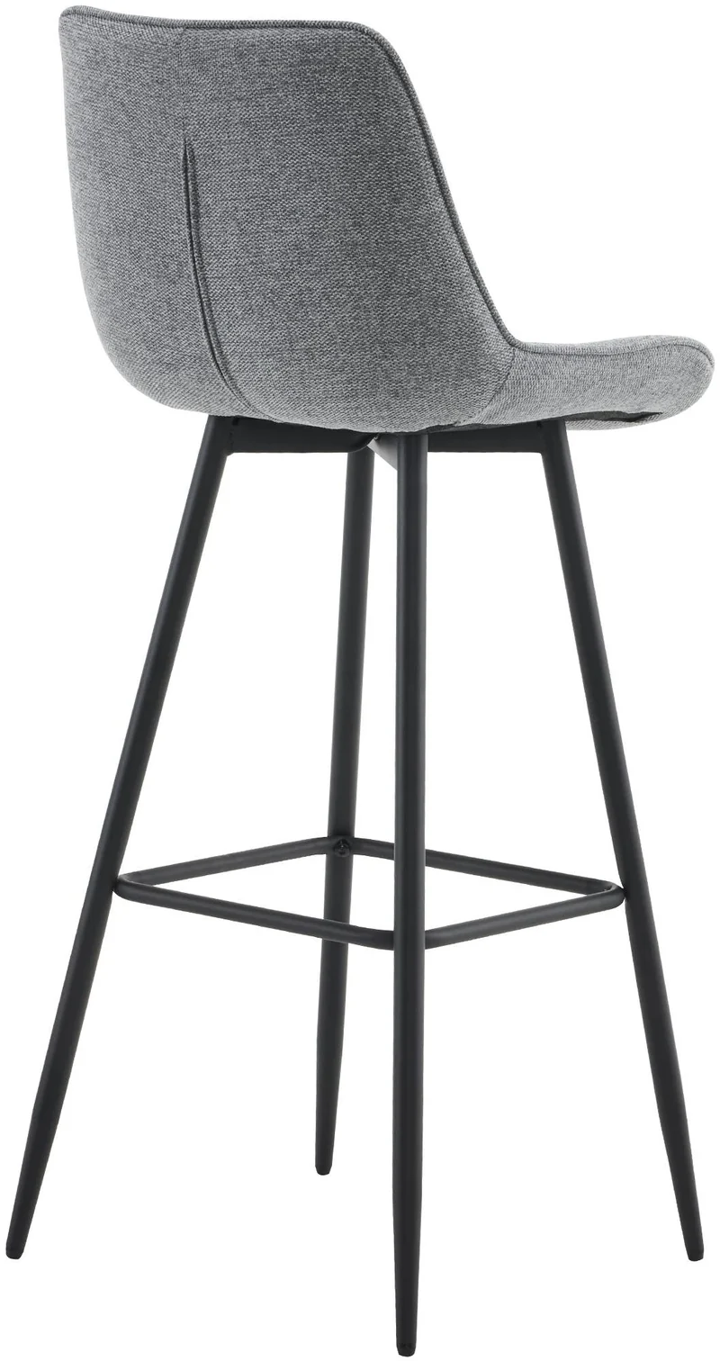 Tabouret de bar x1 coutures décoratives carrées avec repose-pieds en tissu gris quatre pieds en métal 10_0006000
