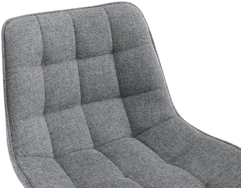 Tabouret de bar x1 coutures décoratives carrées avec repose-pieds en tissu gris quatre pieds en métal 10_0006000