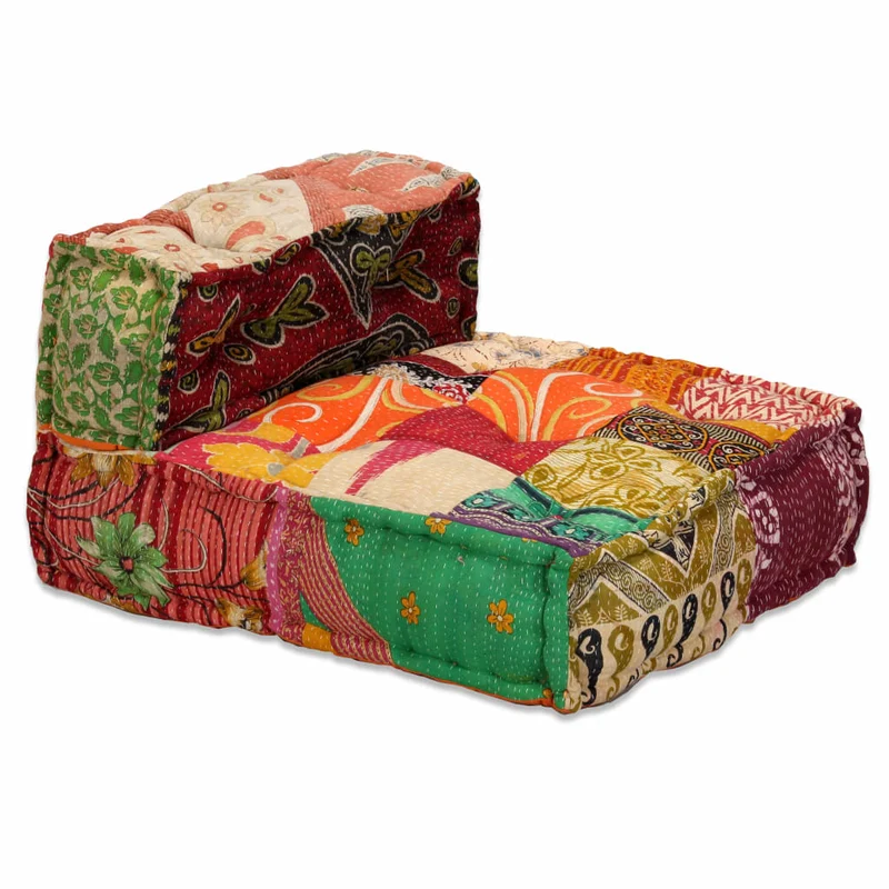 Coussins canapé de sol poufs modulaire chaise longue 4 places en tissu Patchwork DEC021225
