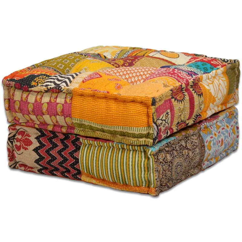 Coussins canapé de sol poufs modulaire chaise longue 4 places en tissu Patchwork DEC021225