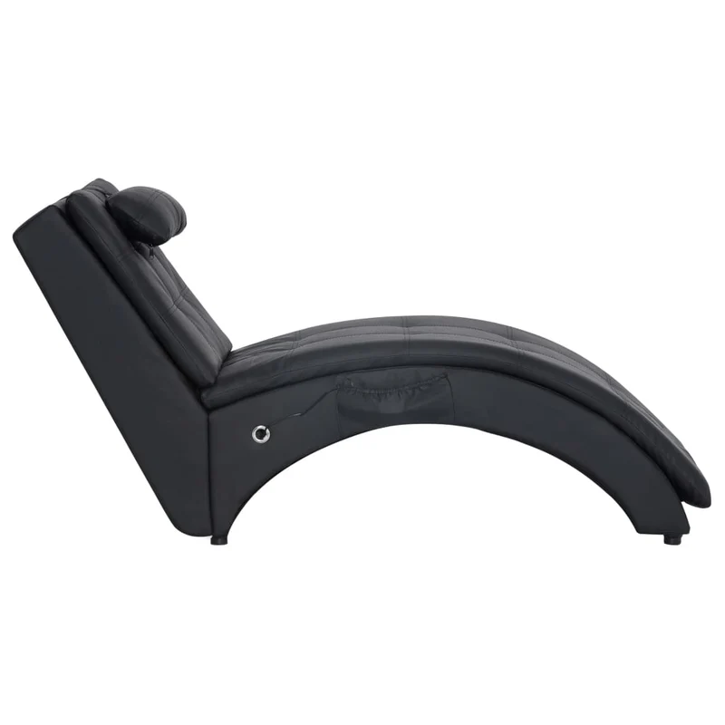 Méridienne chaise longue pour intérieur de massage avec oreiller en PVC noir DEC026139