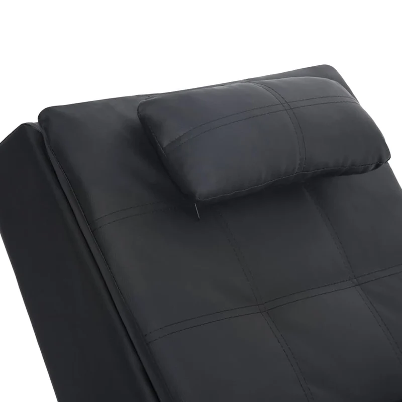 Méridienne chaise longue pour intérieur de massage avec oreiller en PVC noir DEC026139