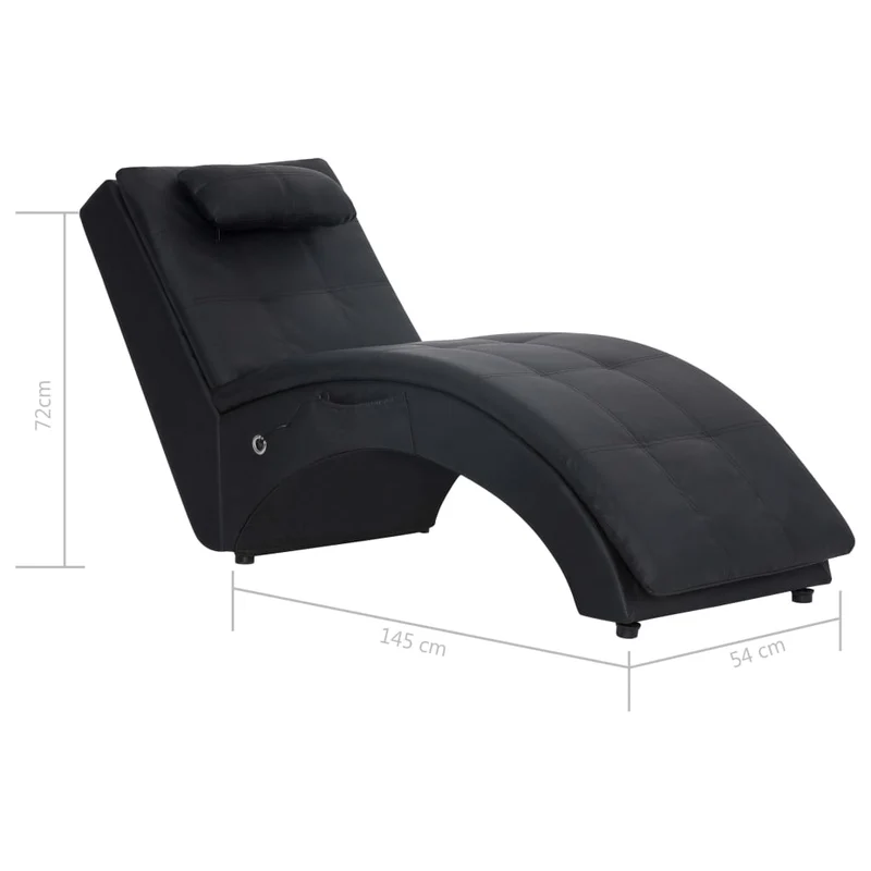 Méridienne chaise longue pour intérieur de massage avec oreiller en PVC noir DEC026139