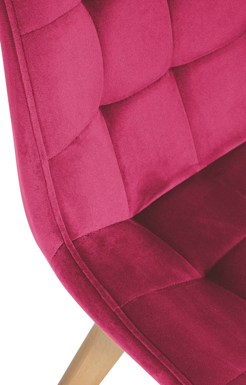 Chaise de salle à manger x1 style scandinave motif matelassé en velours rouge cadre en bois 10_0007130