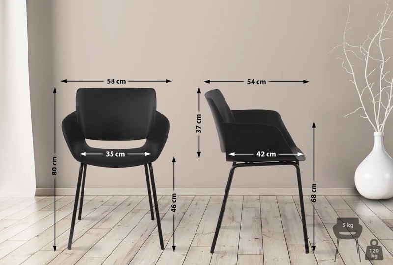 Chaise pour intérieur ou extérieur plastique couleur noir structure acier thermolaqué 10_0007120