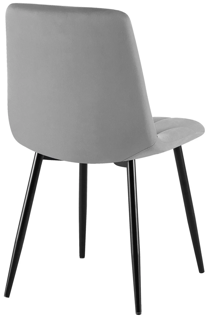 Chaise de salle à manger x1 en velours gris foncé coutures décoratives losange cadre métal 10_0007189