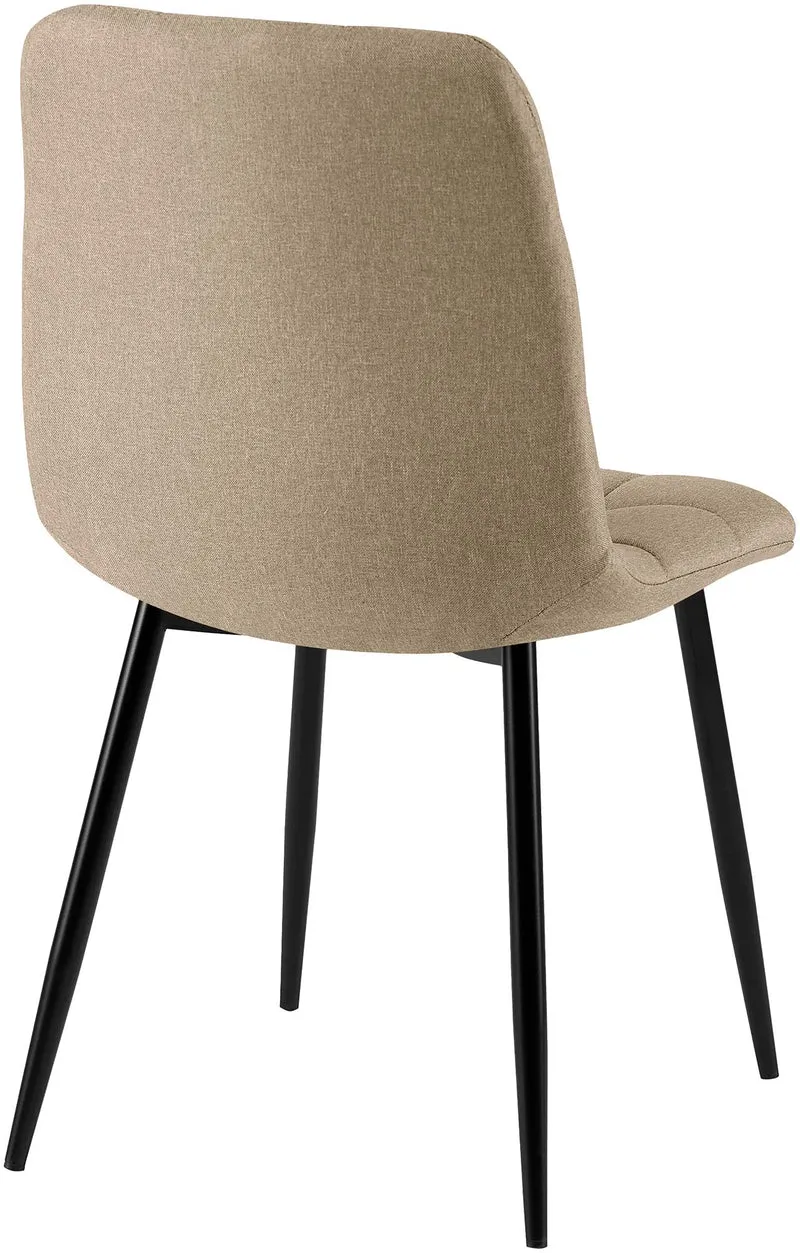 Chaise de salle à manger x1 coutures décoratives carrées en tissu taupe et métal noir 10_0007178