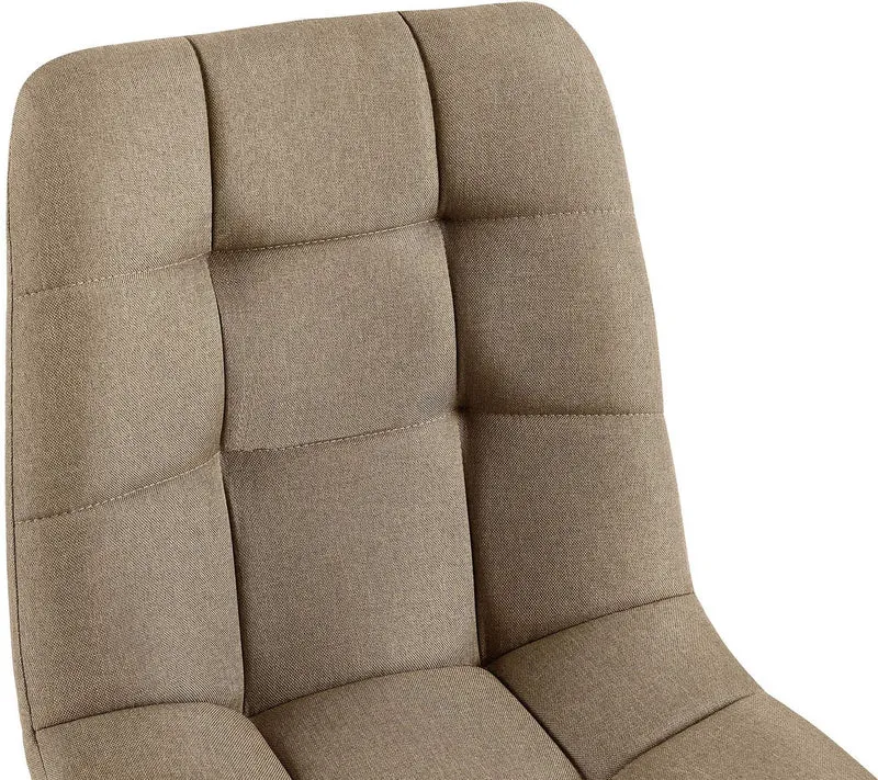 Chaise de salle à manger x1 coutures décoratives carrées en tissu taupe et métal noir 10_0007178