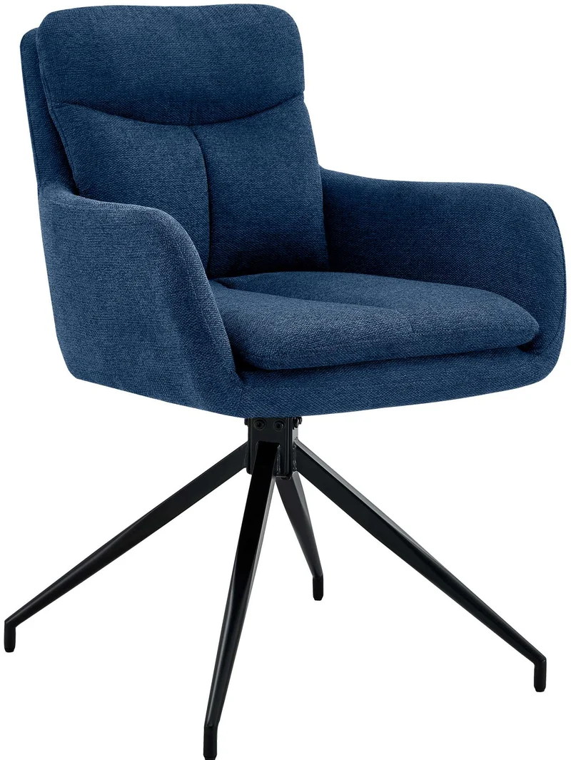 Chaise de salle à manger x1 avec accoudoirs assise fonction pivotante en tissu bleu 10_0007177