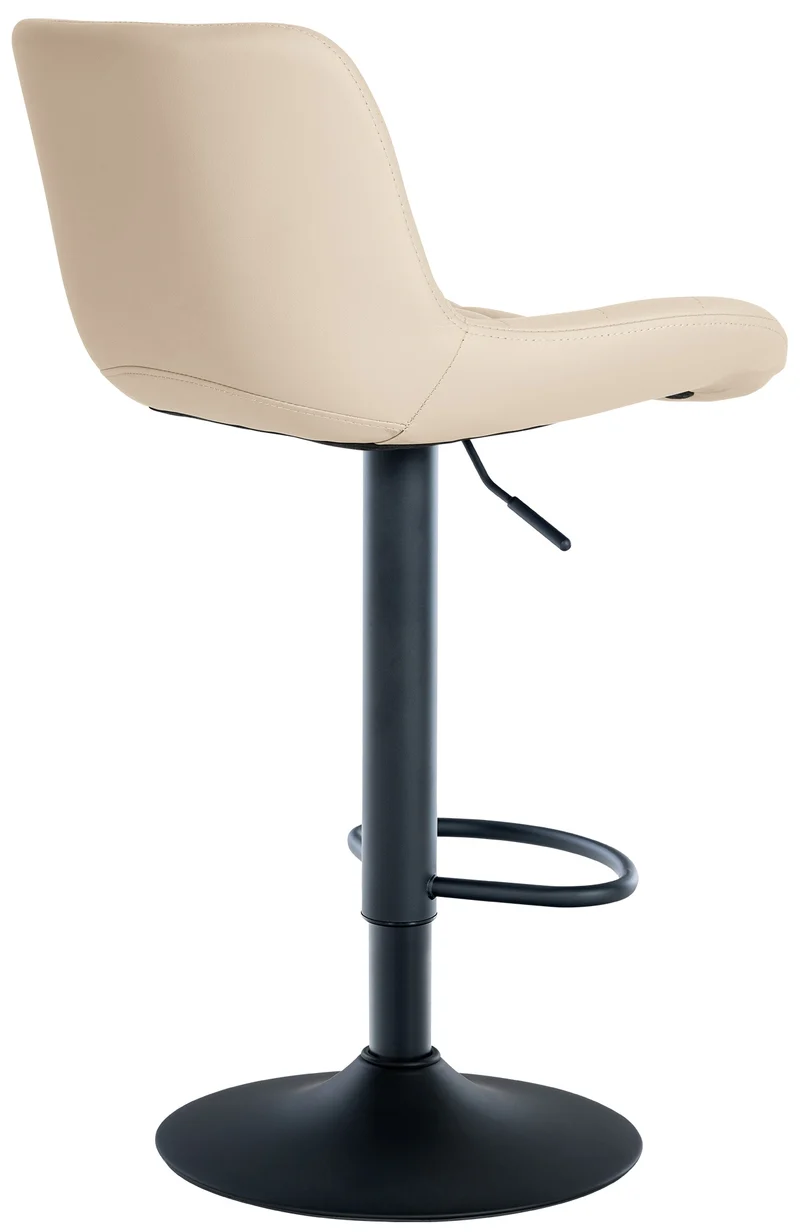 Tabouret de bar x1 structure métallique noir assise en PVC crème avec surpiqûres 10_0005444