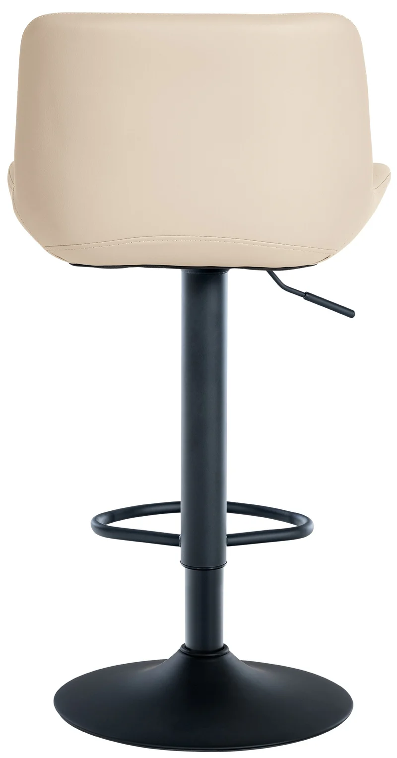 Tabouret de bar x1 structure métallique noir assise en PVC crème avec surpiqûres 10_0005444