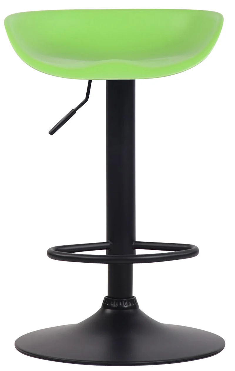 Lot de 2 tabourets de bar assise réglable en hauteur et pivotant en plastique vert pieds tulipe en métal noir mat avec repose-pieds TDB10256
