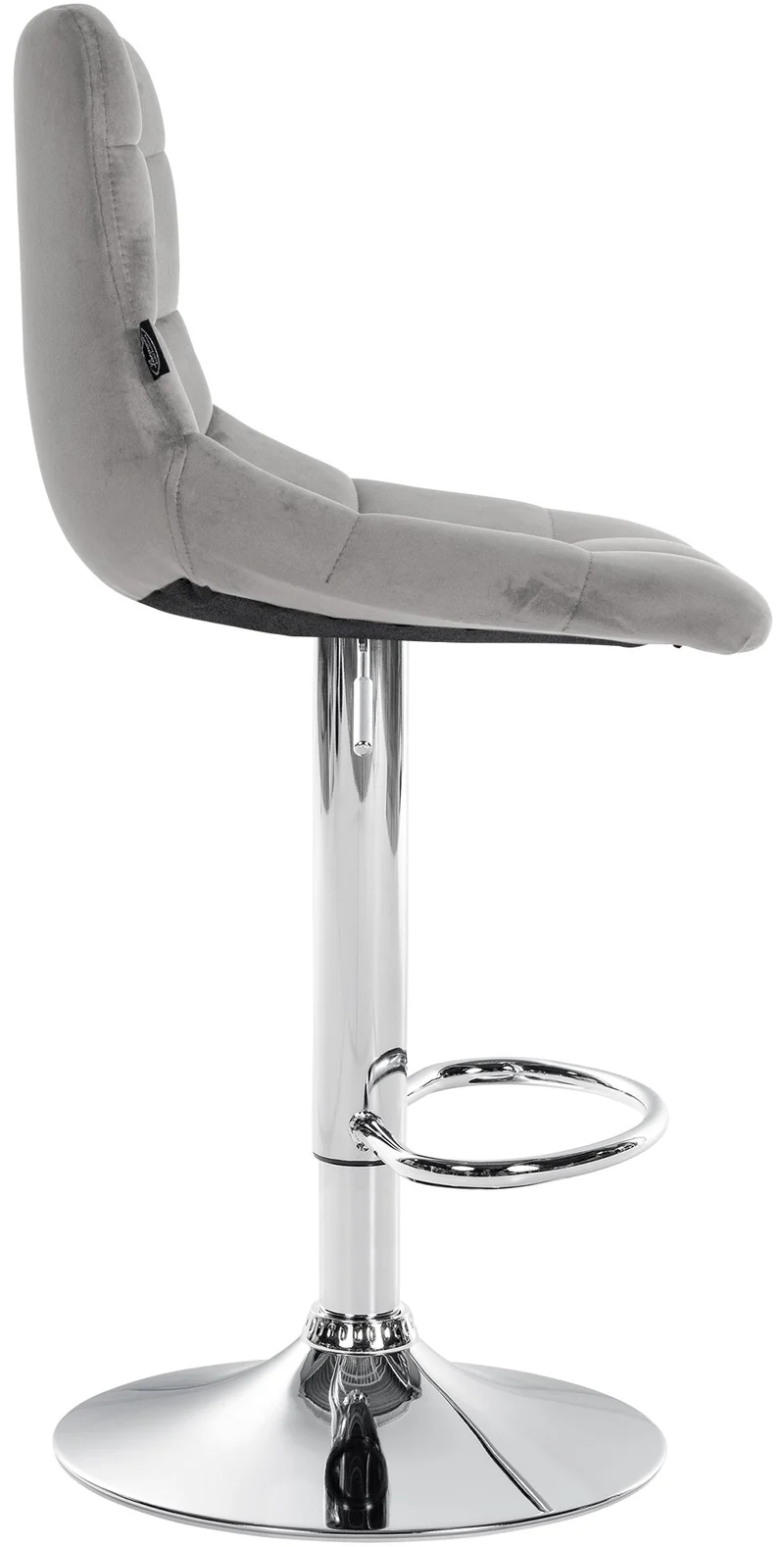 Lot de 2 tabourets de bar en velours gris base métal chromé réglable en hauteur et repose-pieds TDB10633