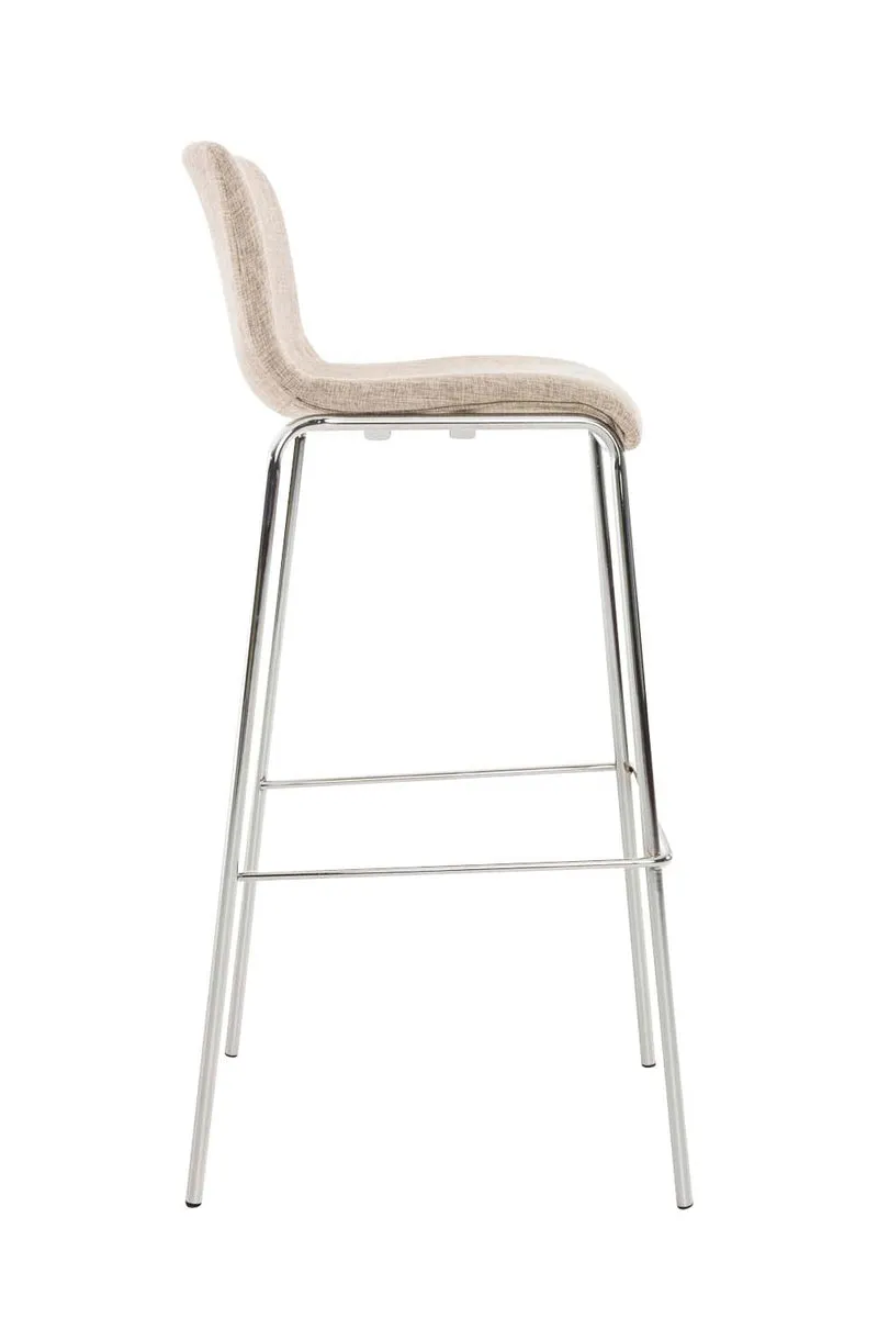 Tabouret de bar classique x1 avec repose-pieds et quatre pieds stable en métal assise en tissu crème 10_0004948