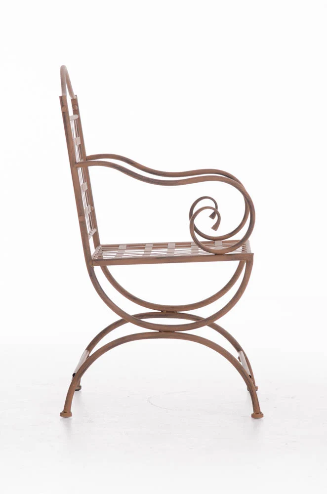 Chaise de jardin terrasse balcon en métal marron vieilli 10_0003009